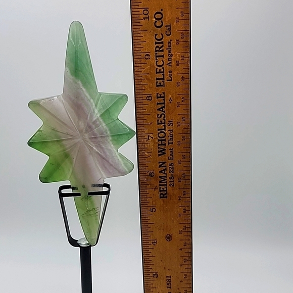 Dynamic Rainbow Fluorite Starburst Natural Gemstone Sculpture Black Stand 146g - Picture 6 of 12